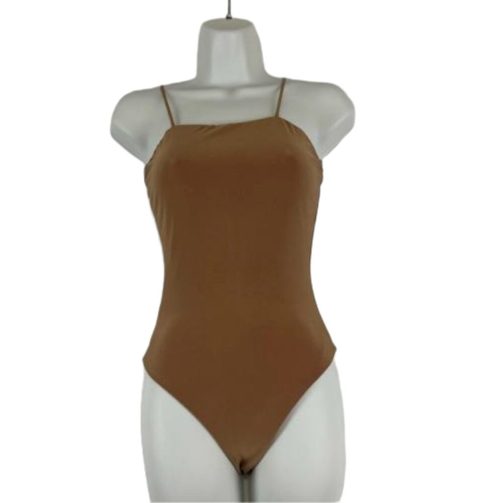 Okakie Bodysuit Women’s size S Beige Slinky Baddie